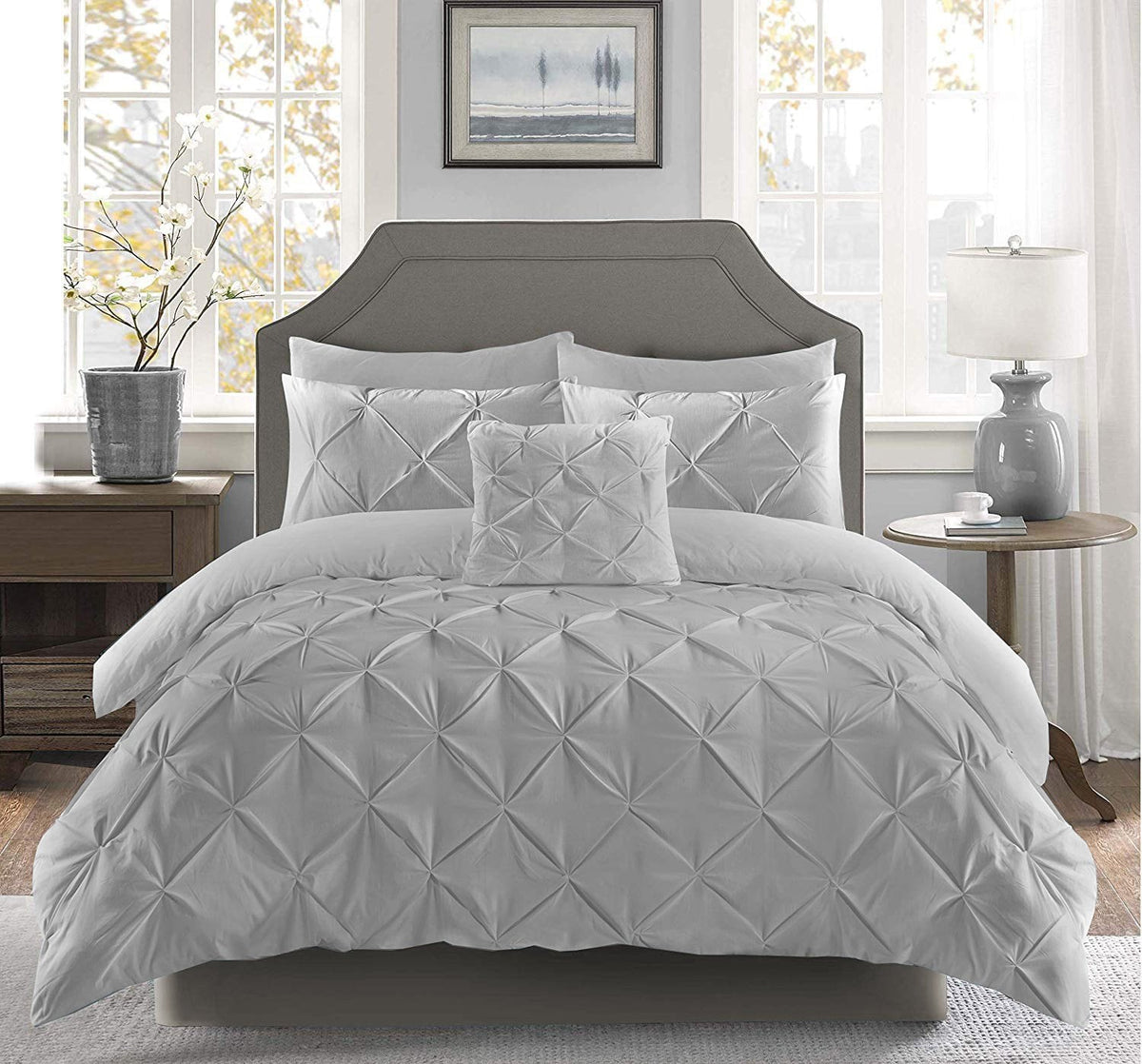 Pintuck Duvet Set 100% Cotton Quilt Cover Single Double King Super King Size Pintuck Bedding - seventhstitch