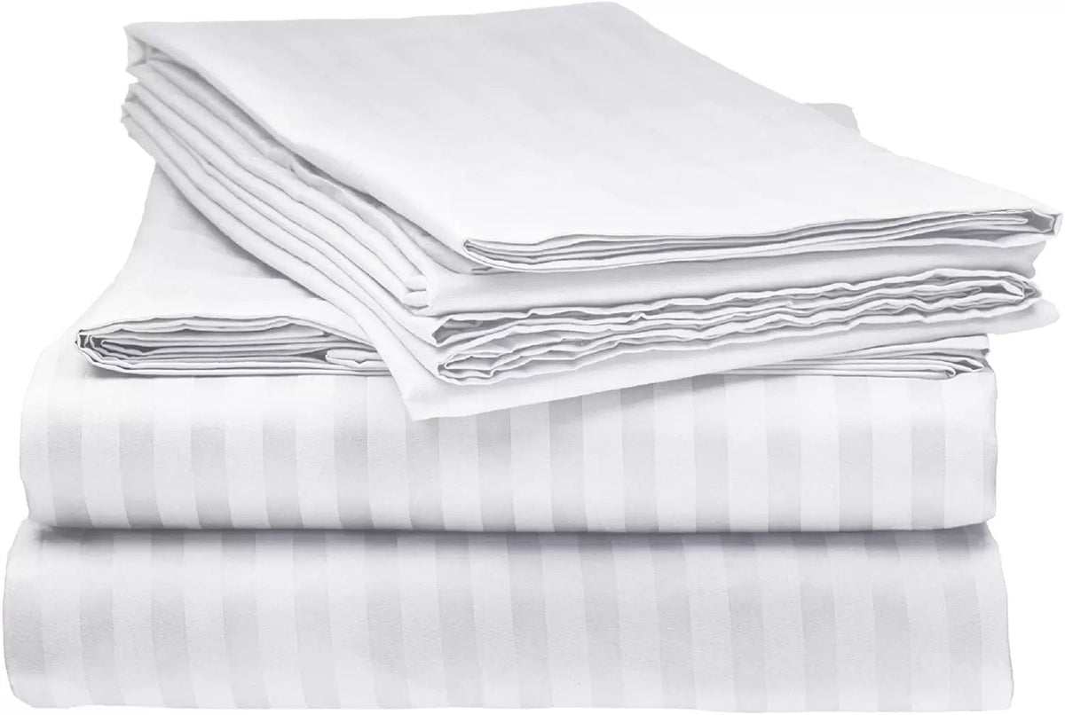 Luxury 600 Thread Count Bedding Satin Stripe Duvet Set 100% Egyptian Cotton Quilt Covers - seventhstitch